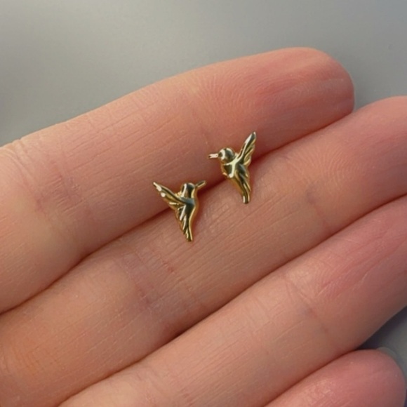 14k Gold Vermeil Ting Bird Stud Earrings - Picture 12 of 12